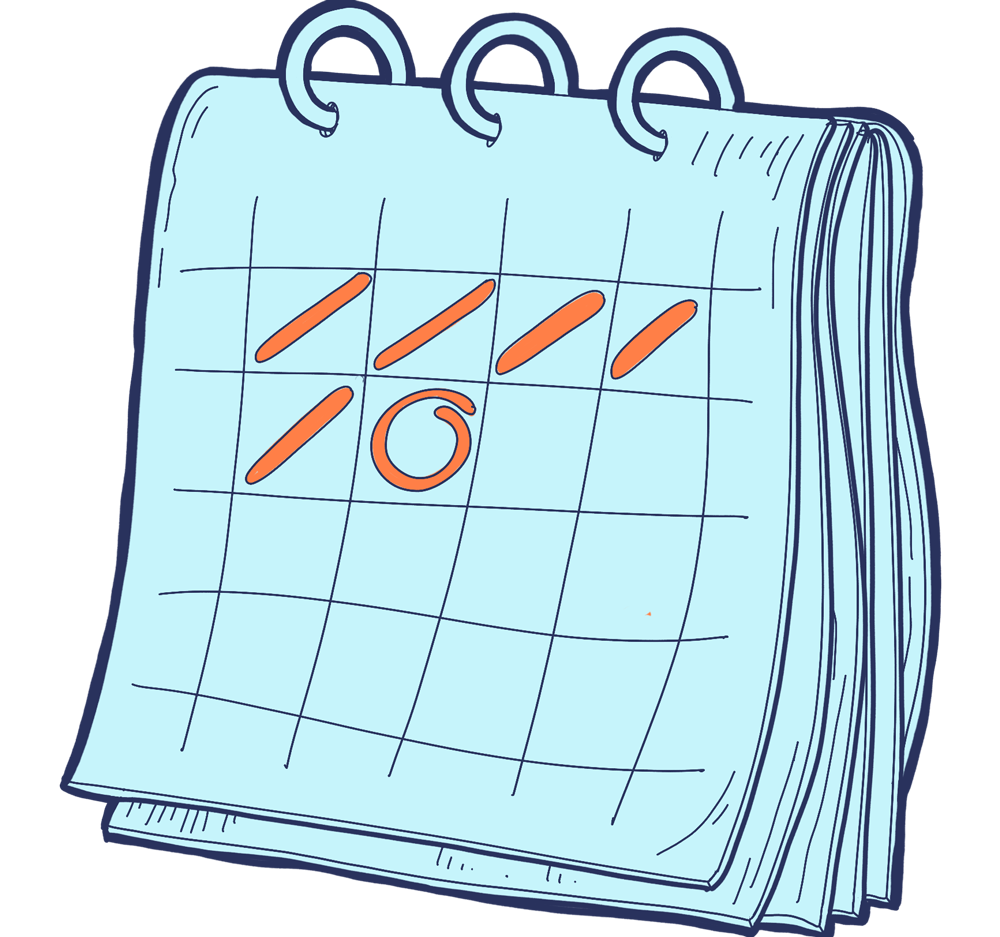 Calendar showing when
